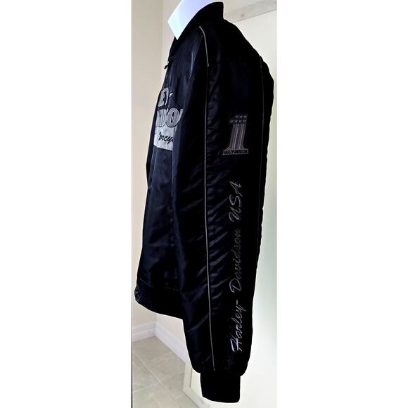 Vintage Harley Davidson Bomber Jacket Black Nylon Embroidered Motorcycle Men's L - Picture 4 of 10